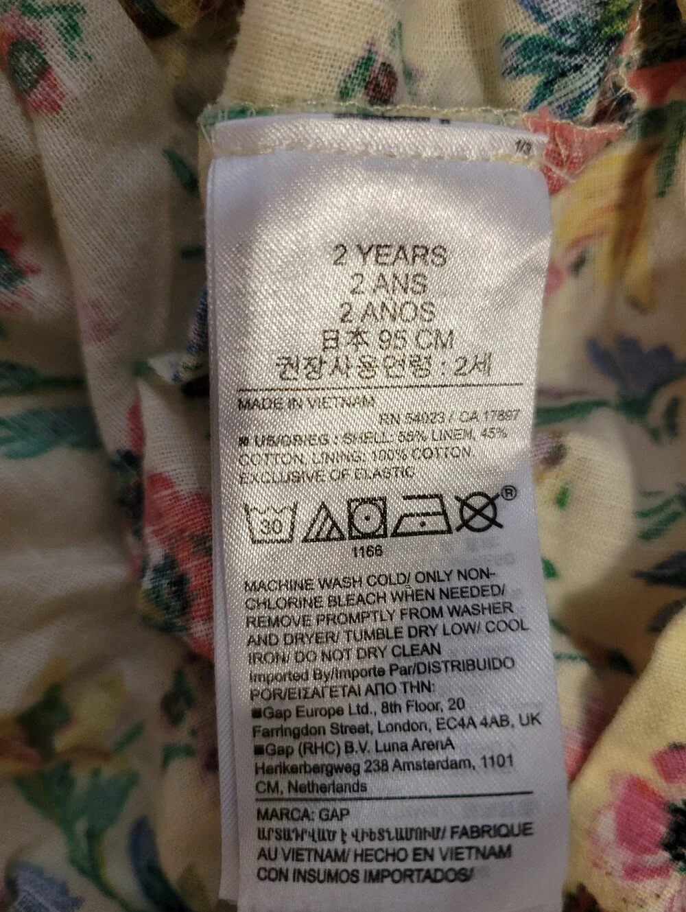 Baby Gap Yellow Floral Linen Blend Dress
